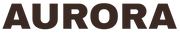 The word 'AURORA' in a dark brown serif typeface, centered on a solid white background.